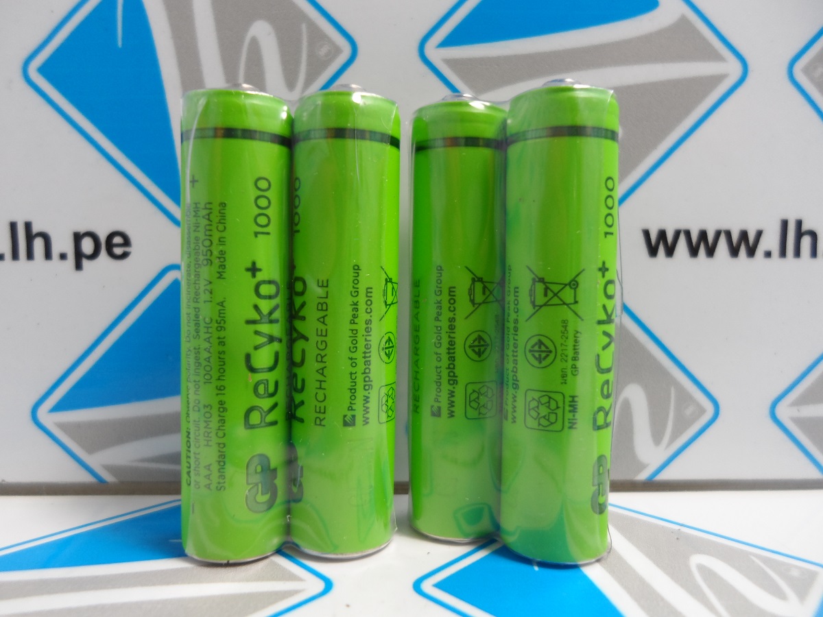 100AAAHC      Batería recargable AAA, 1,2V, 1000mAh